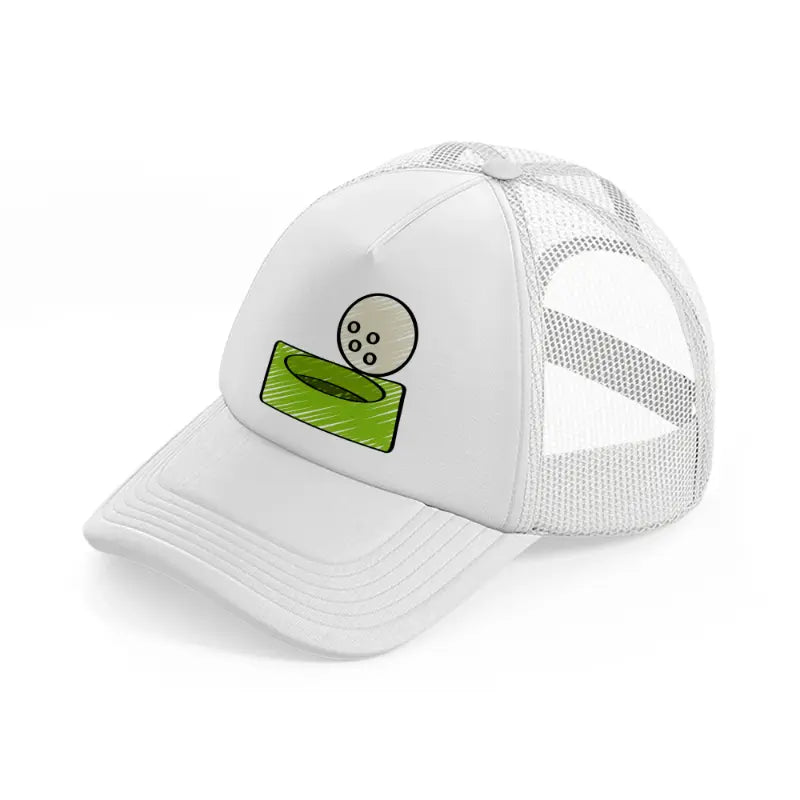 golf hole ball white trucker hat