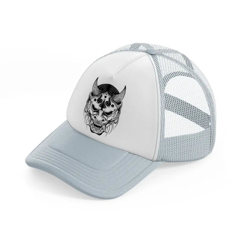 dark evil skull art-grey-trucker-hat