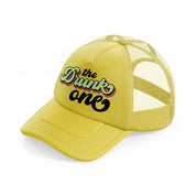 the drunk one-gold-trucker-hat