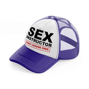 Sex Instructor First Lesson Free purple Trucker Hat