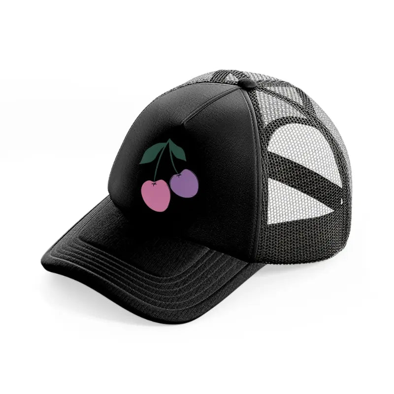 cherries black trucker hat