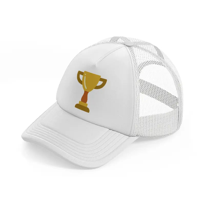 gold trophy-white-trucker-hat