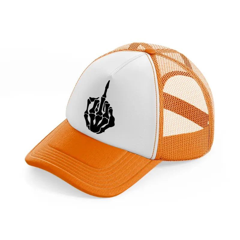 skeleton middle finger-orange-trucker-hat