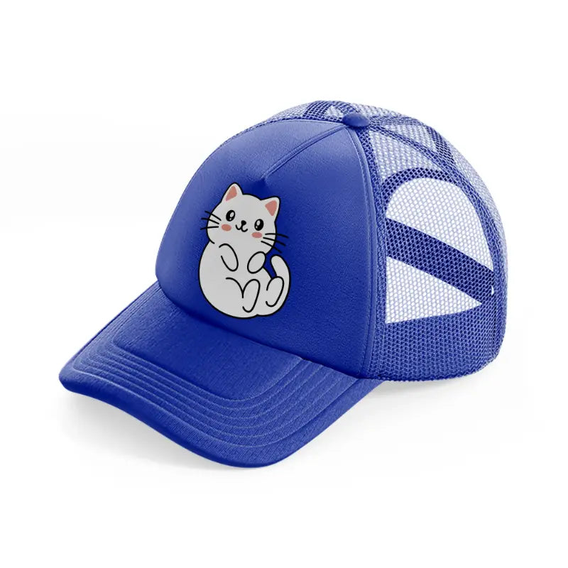 white kitten-blue-trucker-hat