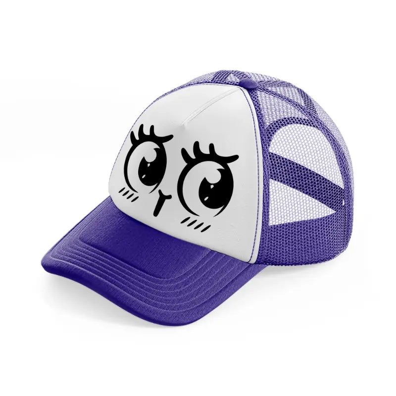 happy shy face-purple-trucker-hat