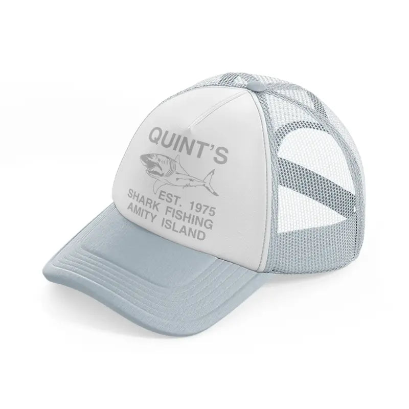 quint's shark fishing amity island grey trucker hat