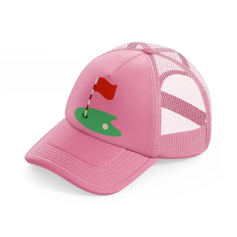 golf course with ball-pink-trucker-hat