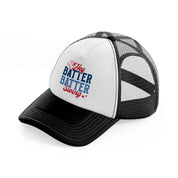 hey batter batter-black-and-white-trucker-hat