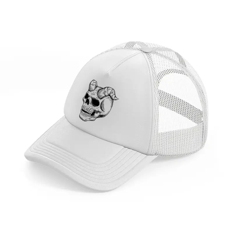 demon's skull-white-trucker-hat