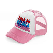 this is my 80s costume -pink-and-white-trucker-hat