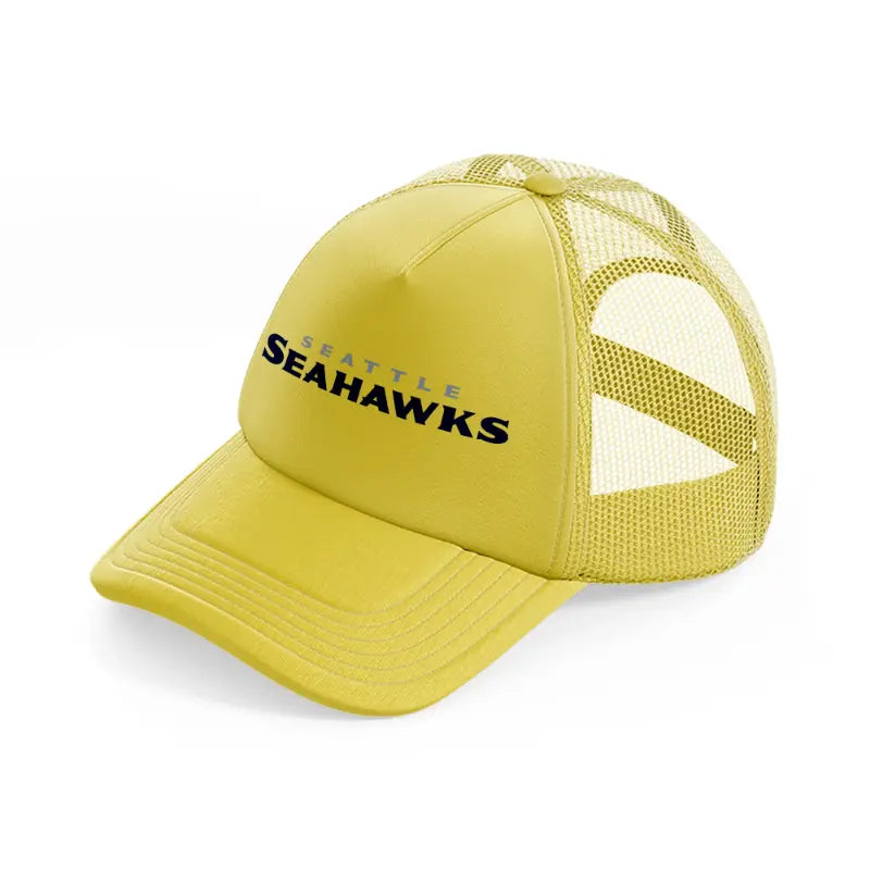 seattle seahawks text-gold-trucker-hat