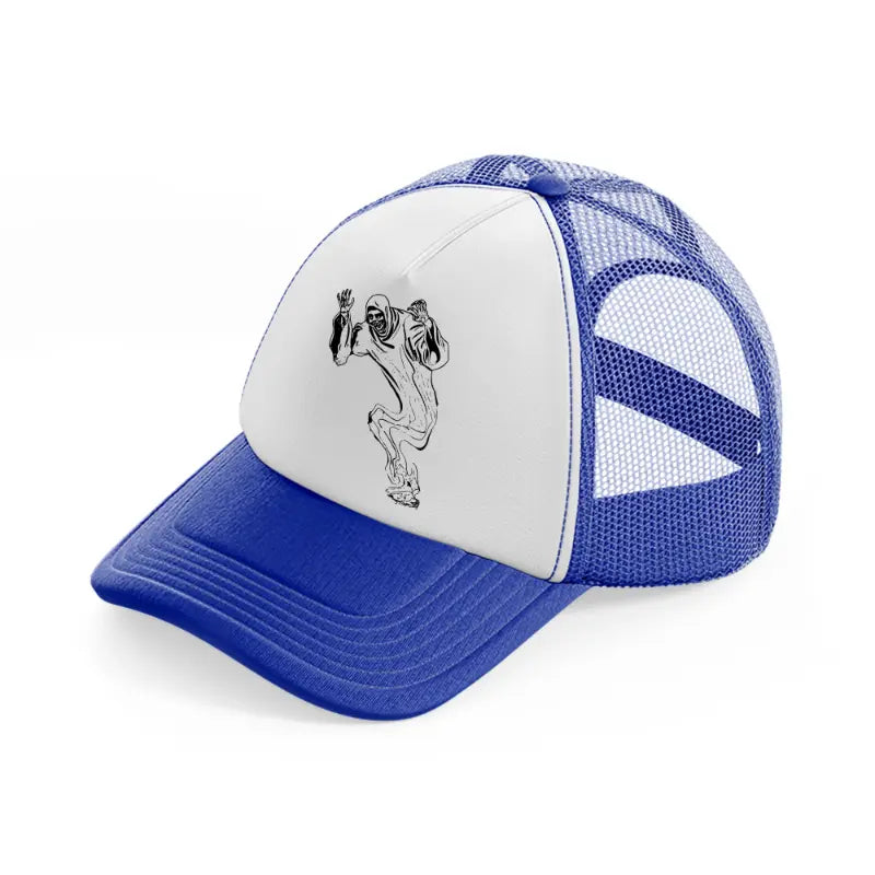 flying ghost-blue-and-white-trucker-hat