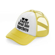 daddy real life superhero yellow trucker hat