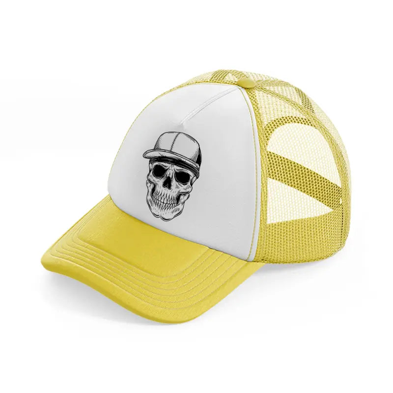 skull gangster with cap-yellow-trucker-hat