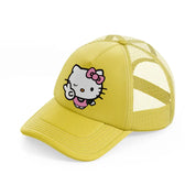 hello kitty v gold trucker hat