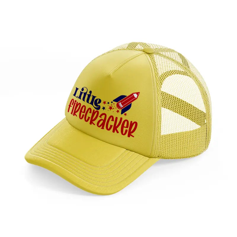 little firecracker-01-gold-trucker-hat