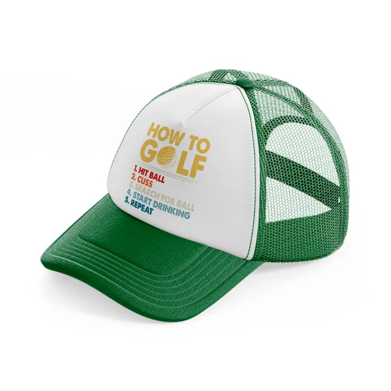 how to golf green and white trucker hat