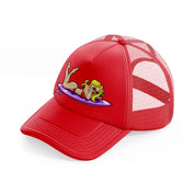 surf girl-red-trucker-hat