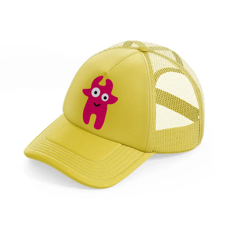 pink monster-gold-trucker-hat