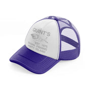 quint's shark fishing amity island-purple-trucker-hat