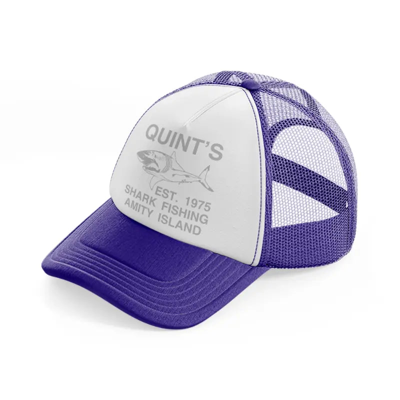 quint's shark fishing amity island purple trucker hat