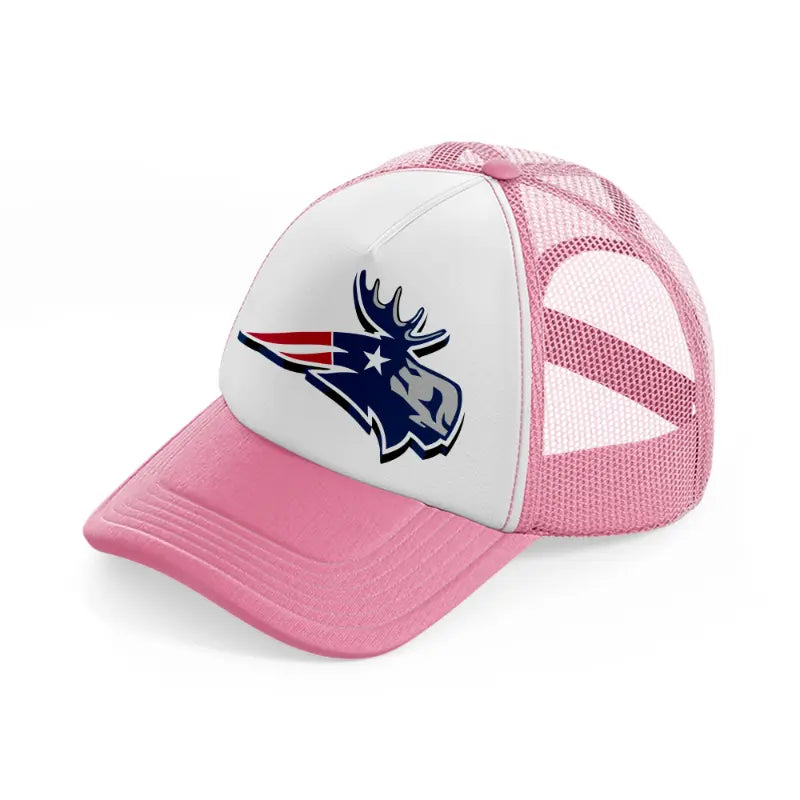 new england patriots 3d emblem-pink-and-white-trucker-hat