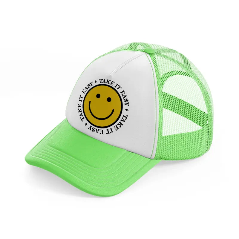 take it easy-lime-green-trucker-hat