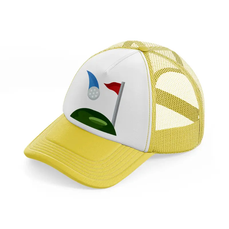 golfing cartoon-yellow-trucker-hat