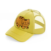 cat smiling-gold-trucker-hat