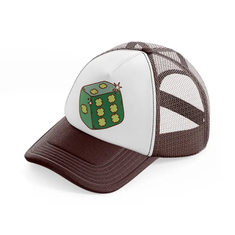 clover dice-brown-trucker-hat