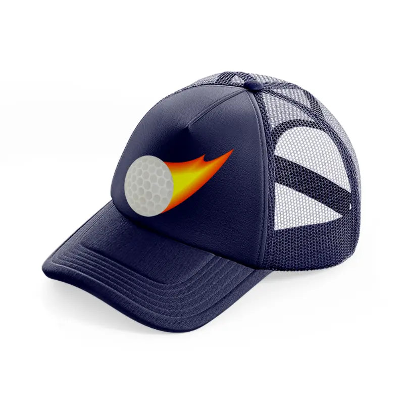 golf ball fire navy blue trucker hat