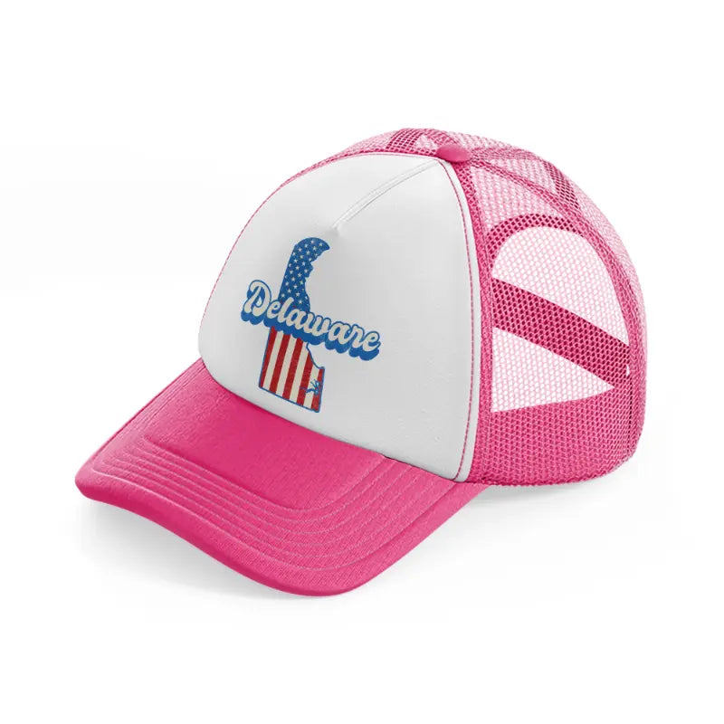 delaware flag neon pink trucker hat