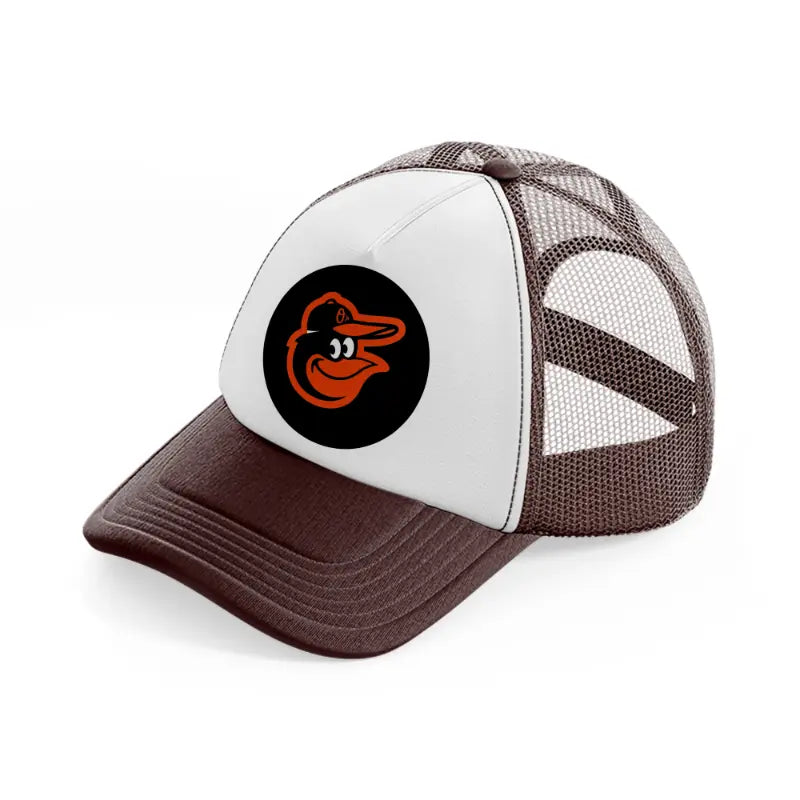 baltimore orioles black badge brown trucker hat