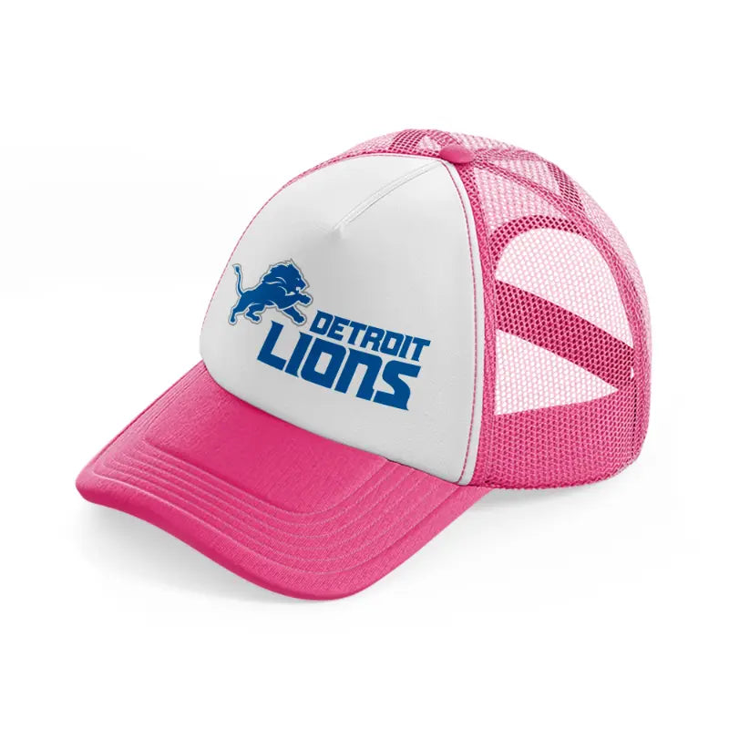 detroit lions shorter logo neon pink trucker hat