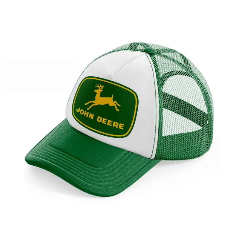 john deere green logo-green-and-white-trucker-hat