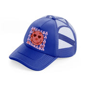 kissing smiley-blue-trucker-hat