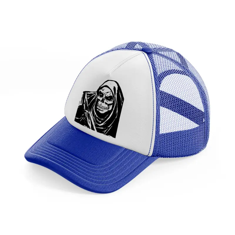 grim reaper-blue-and-white-trucker-hat