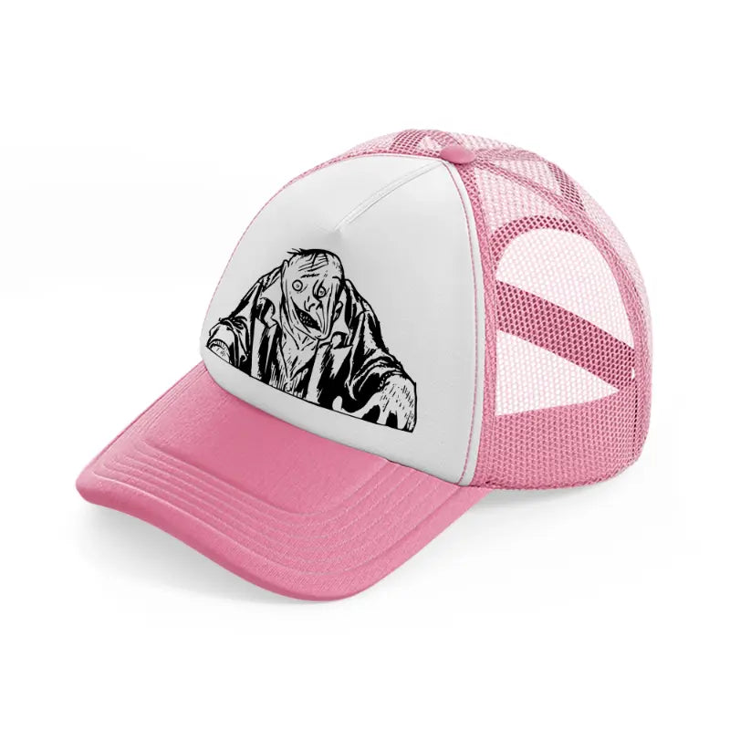 twisted face monster-pink-and-white-trucker-hat