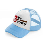 3 up down baseball-sky-blue-trucker-hat