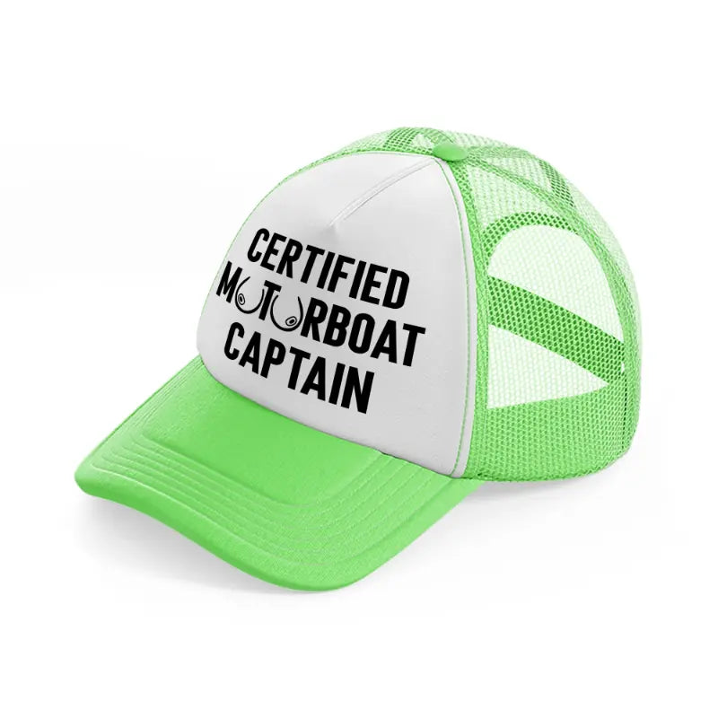 Certified Motorboat Captain lime-green Trucker Hat