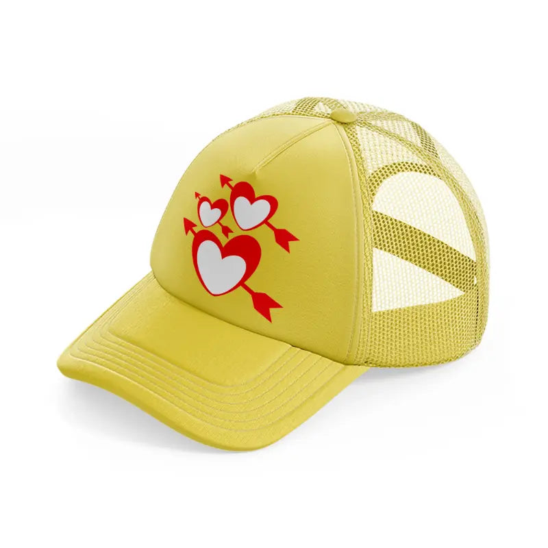 3 hearts with arrows-gold-trucker-hat