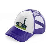 golf ball with stick-purple-trucker-hat