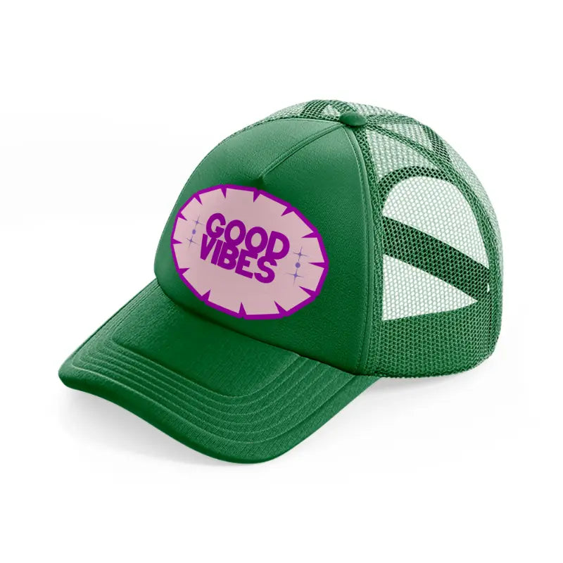 good vibes purple-green-trucker-hat