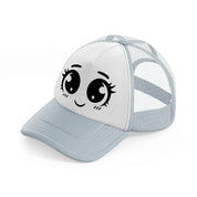 happy blushy face-grey-trucker-hat