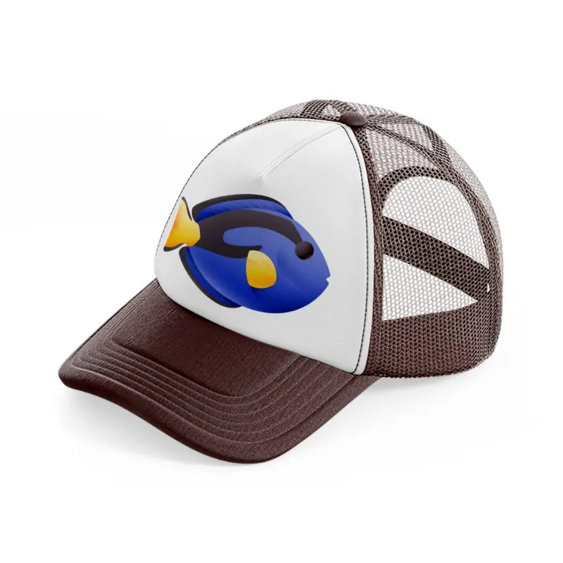 blue tang fish brown trucker hat