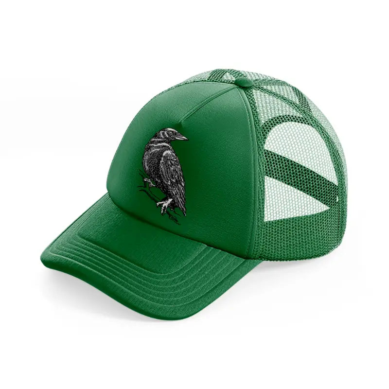 crow green trucker hat