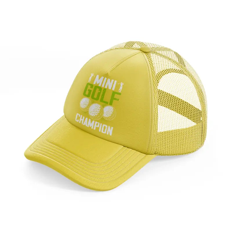 mini golf champion-gold-trucker-hat