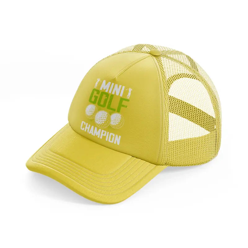 mini golf champion gold trucker hat