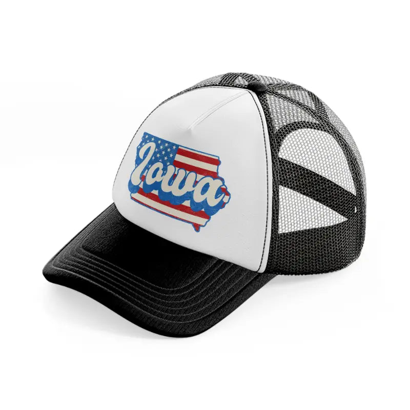 iowa flag black and white trucker hat