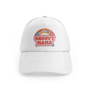 groovy mama 70 white trucker hat